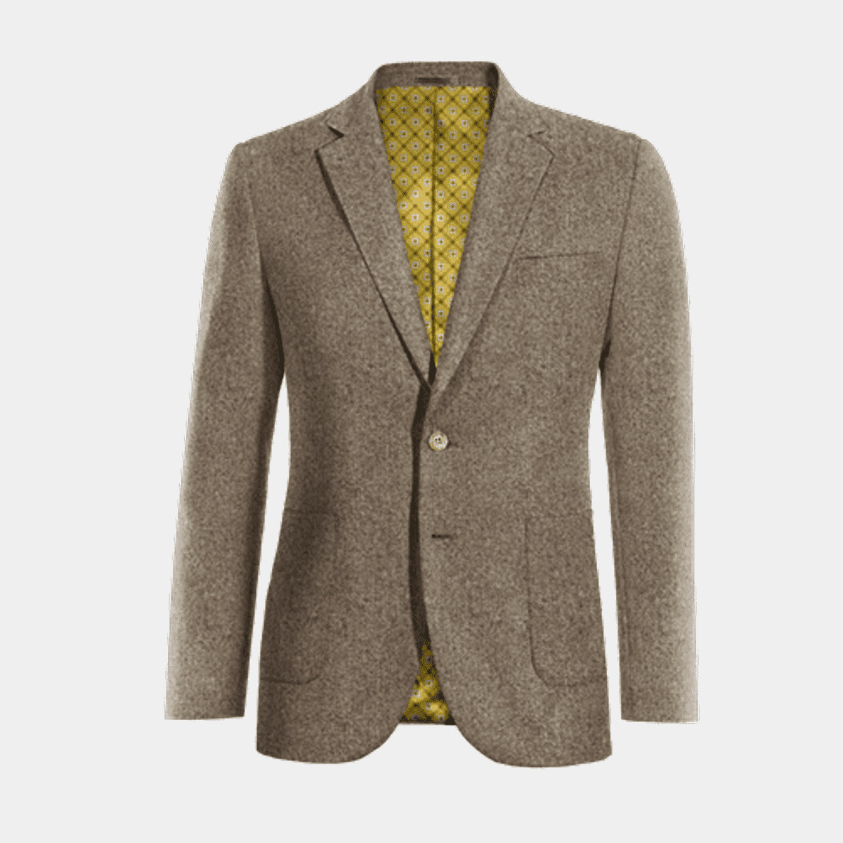 Light brown donegal tweed slim fit Blazer with patched pockets