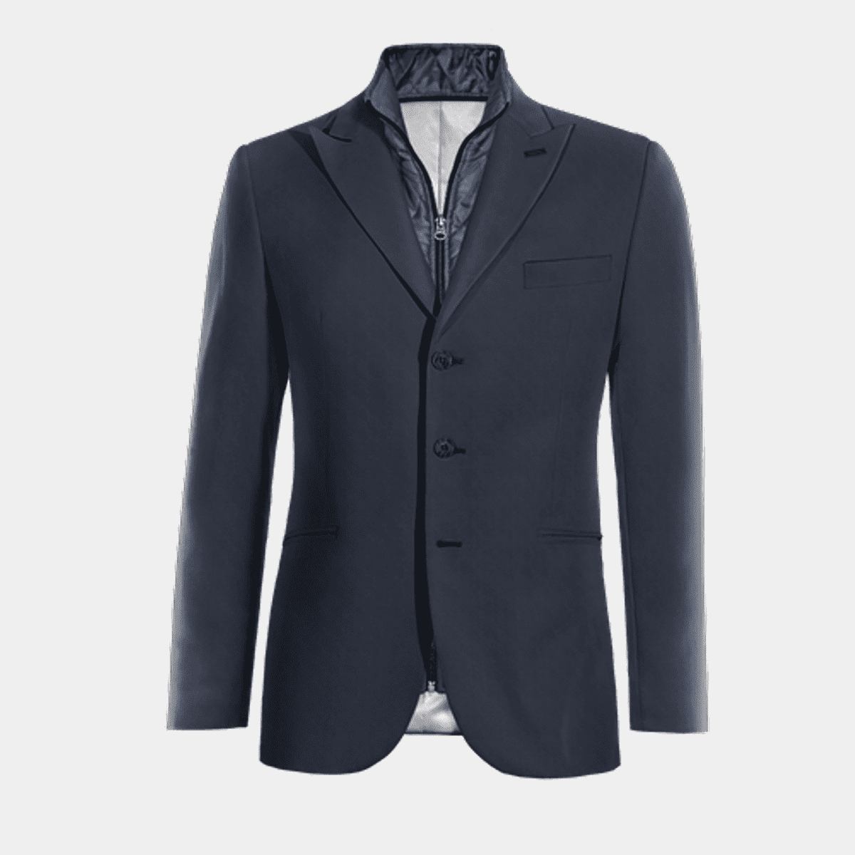 Navy blue peak lapel essential 3 buttons Jacket with customized threads ...