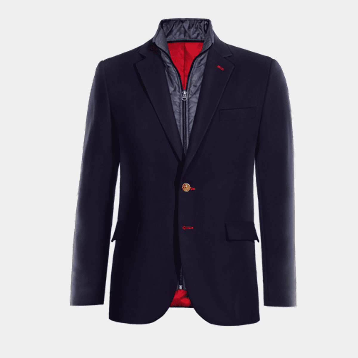 Blue waterresistant yearround Suit Jacket with elbow patches with