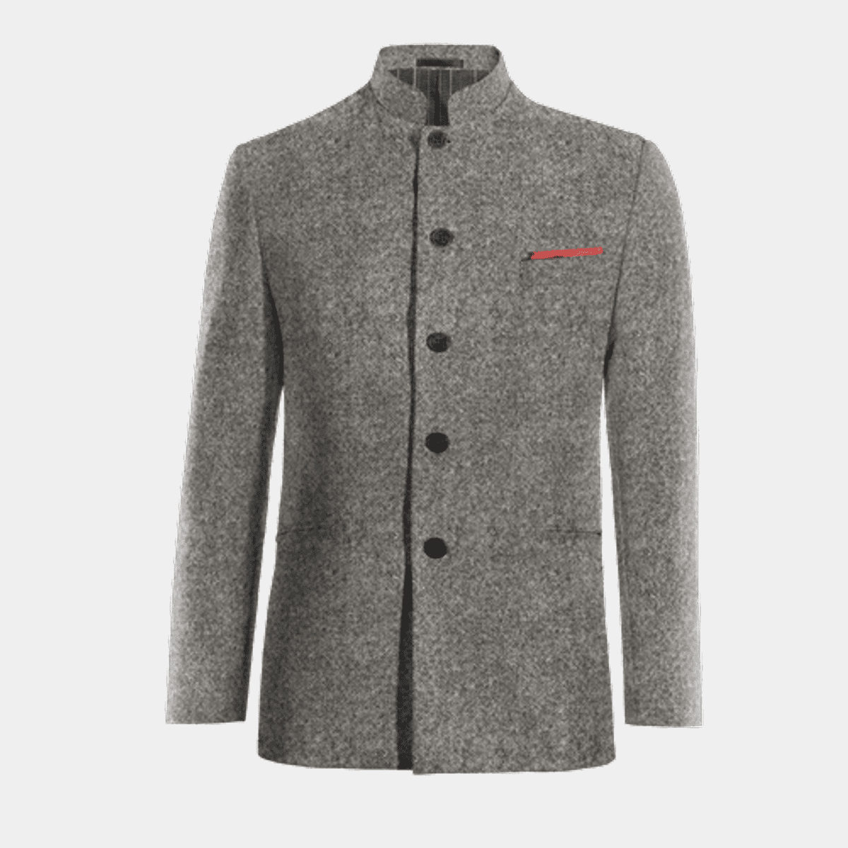 ジャケット・アウター MASU MELANGE TWEED COLLAR COAT Light gray donegal tweed mandarin collar Suit Jacket with