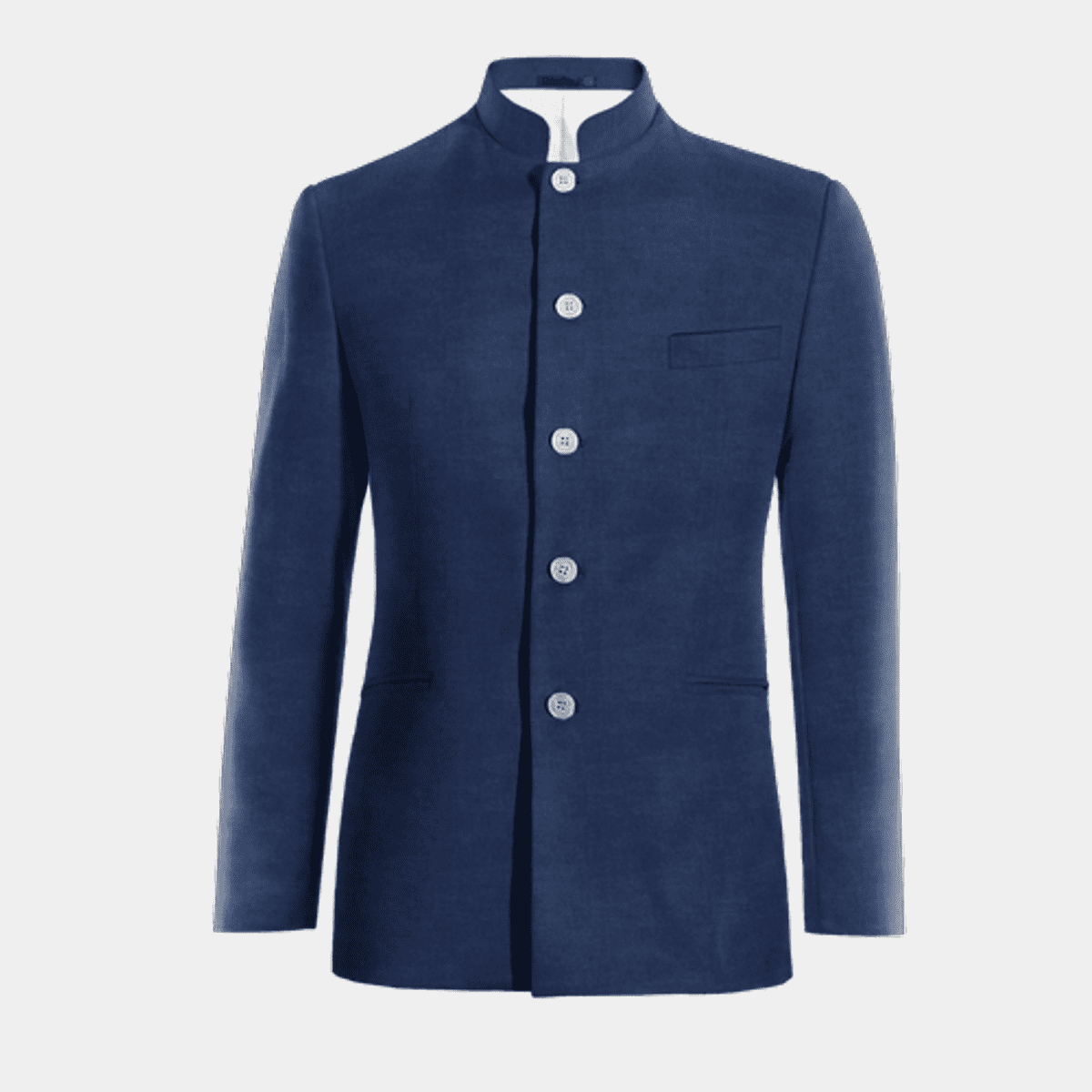 Lin Edition Veste col mandarin bleu marine en lin édition limitée