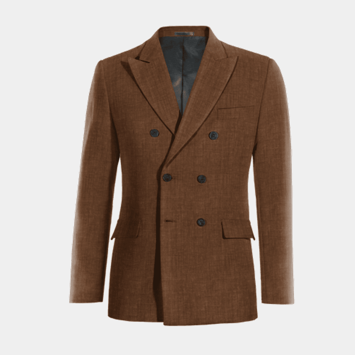 Brown linen six buttons double-breasted Jacket | Hockerty