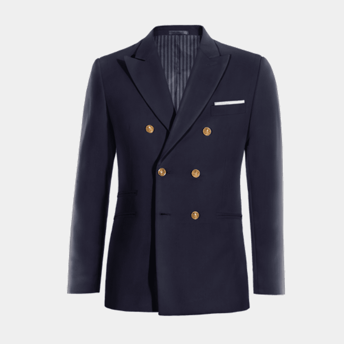 Navy blue double breasted outlet blazer with gold buttons