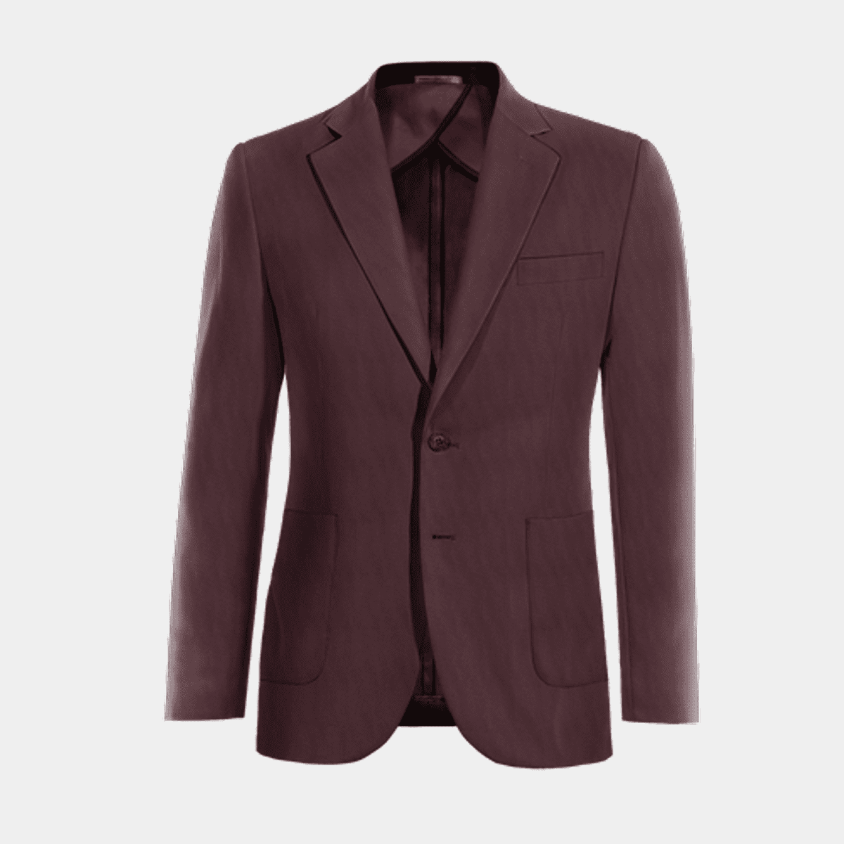 Burgundy wide lapel year-round unlined Suit Jacket with patched