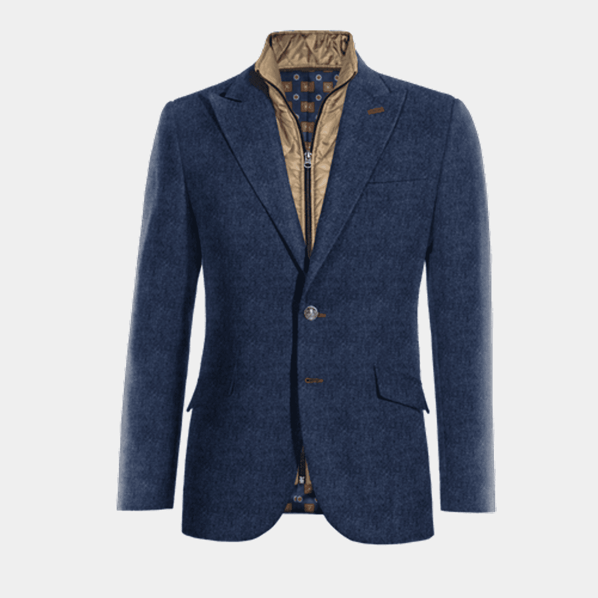 Manuel Ritz Veste En Tweed à Motif De Chevrons | Bleu