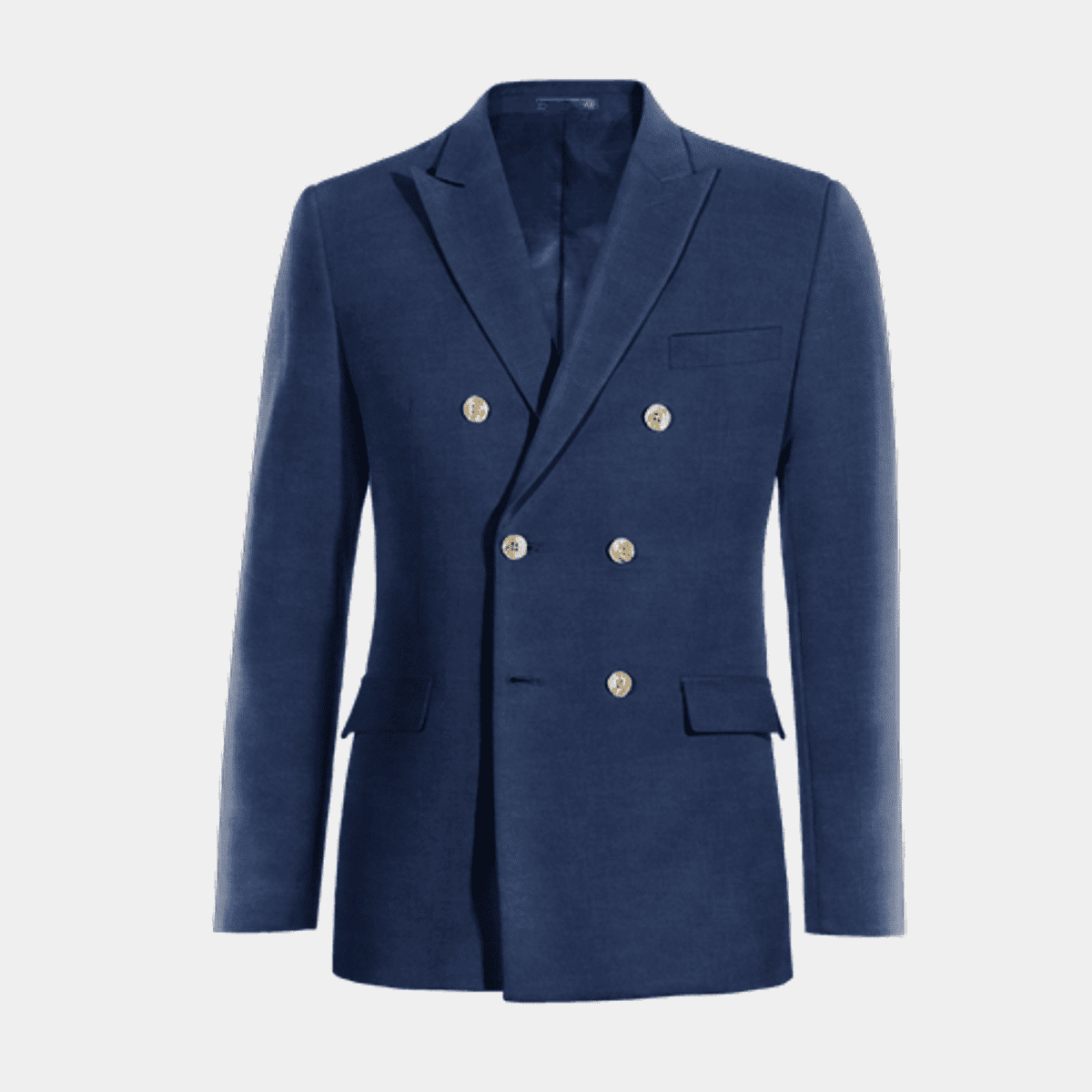 Navy blue linen 6 buttons double breasted Jacket | Hockerty