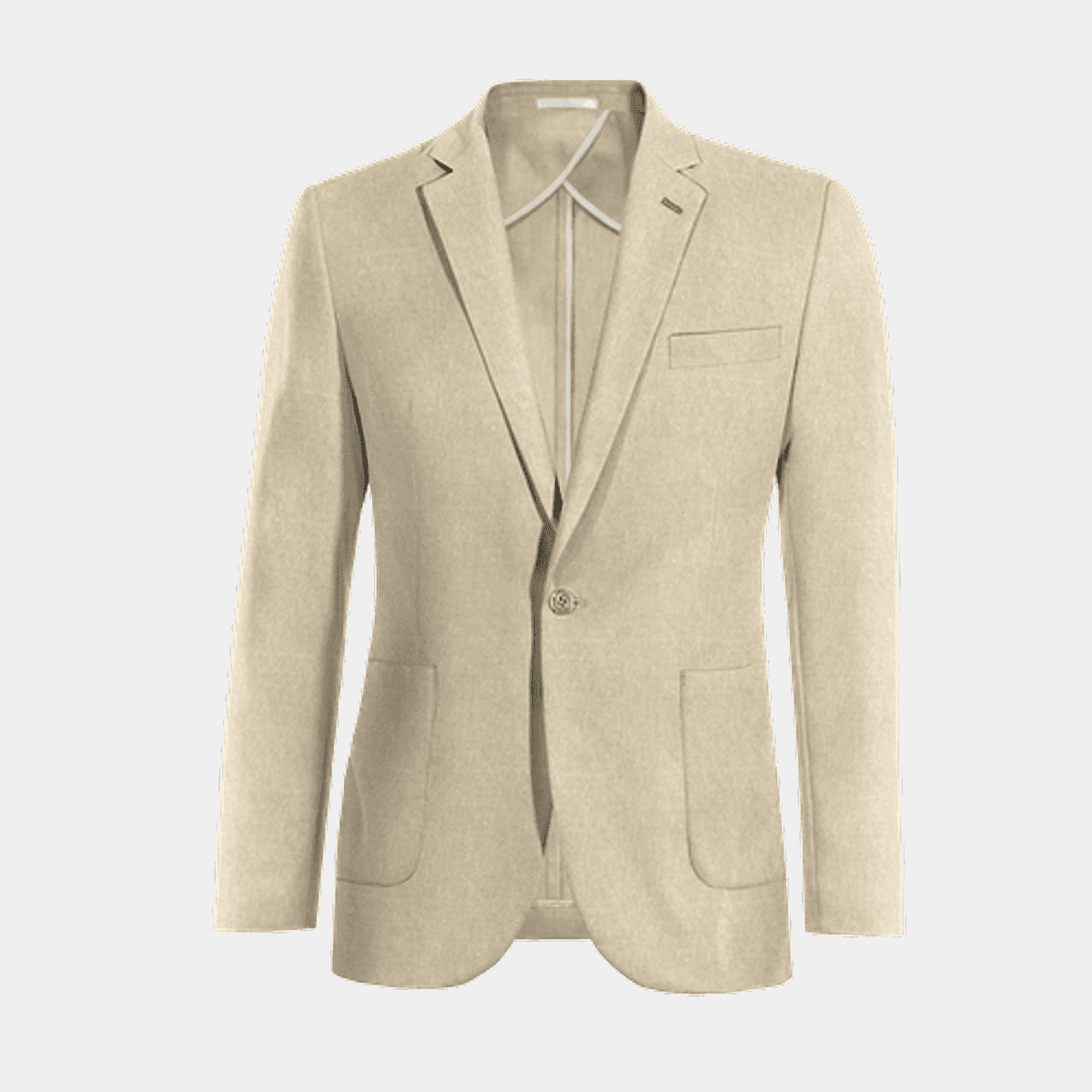 Beige linen essential 1 button unlined Jacket