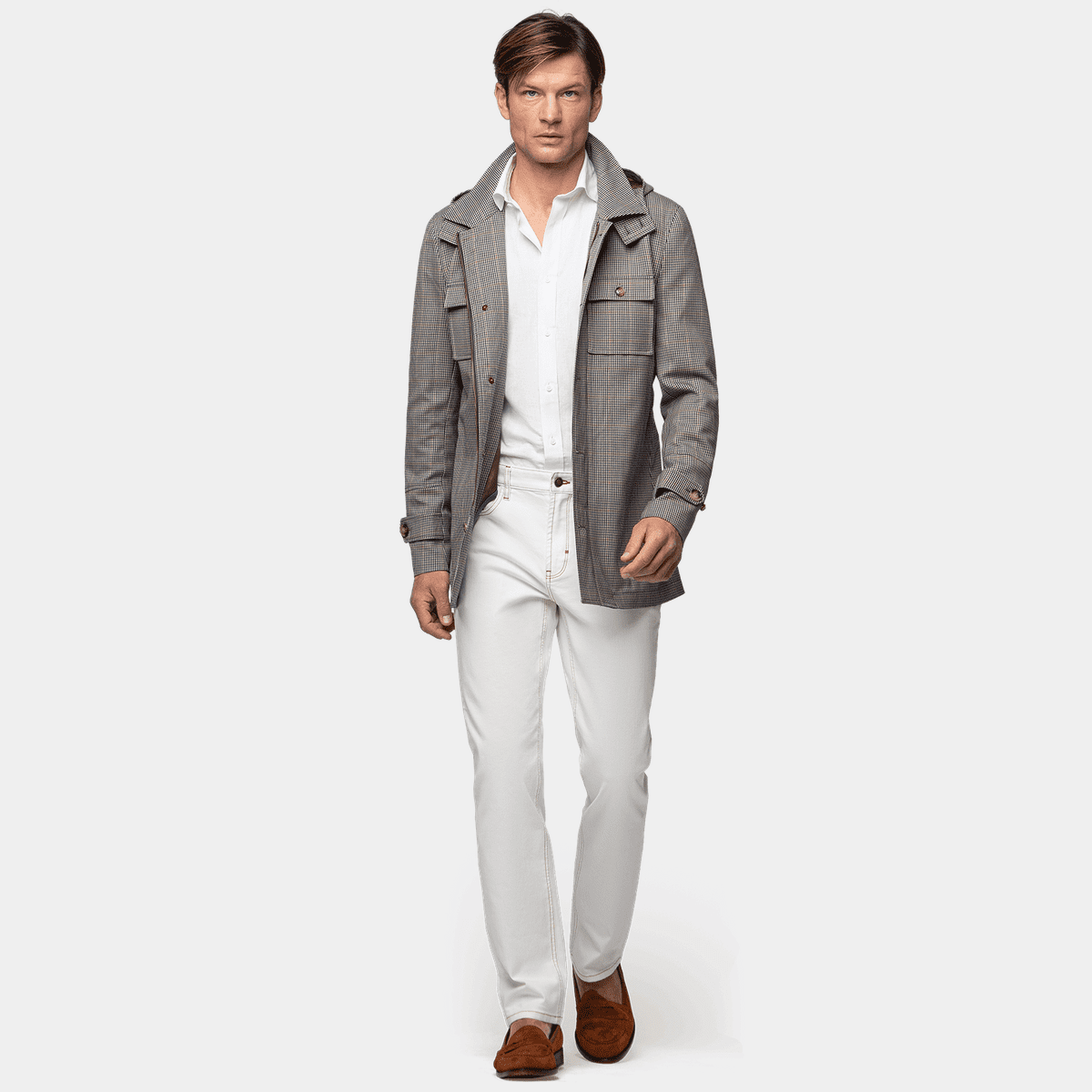 Stretch Ankle Grazor Trousers in Efesto Avorio