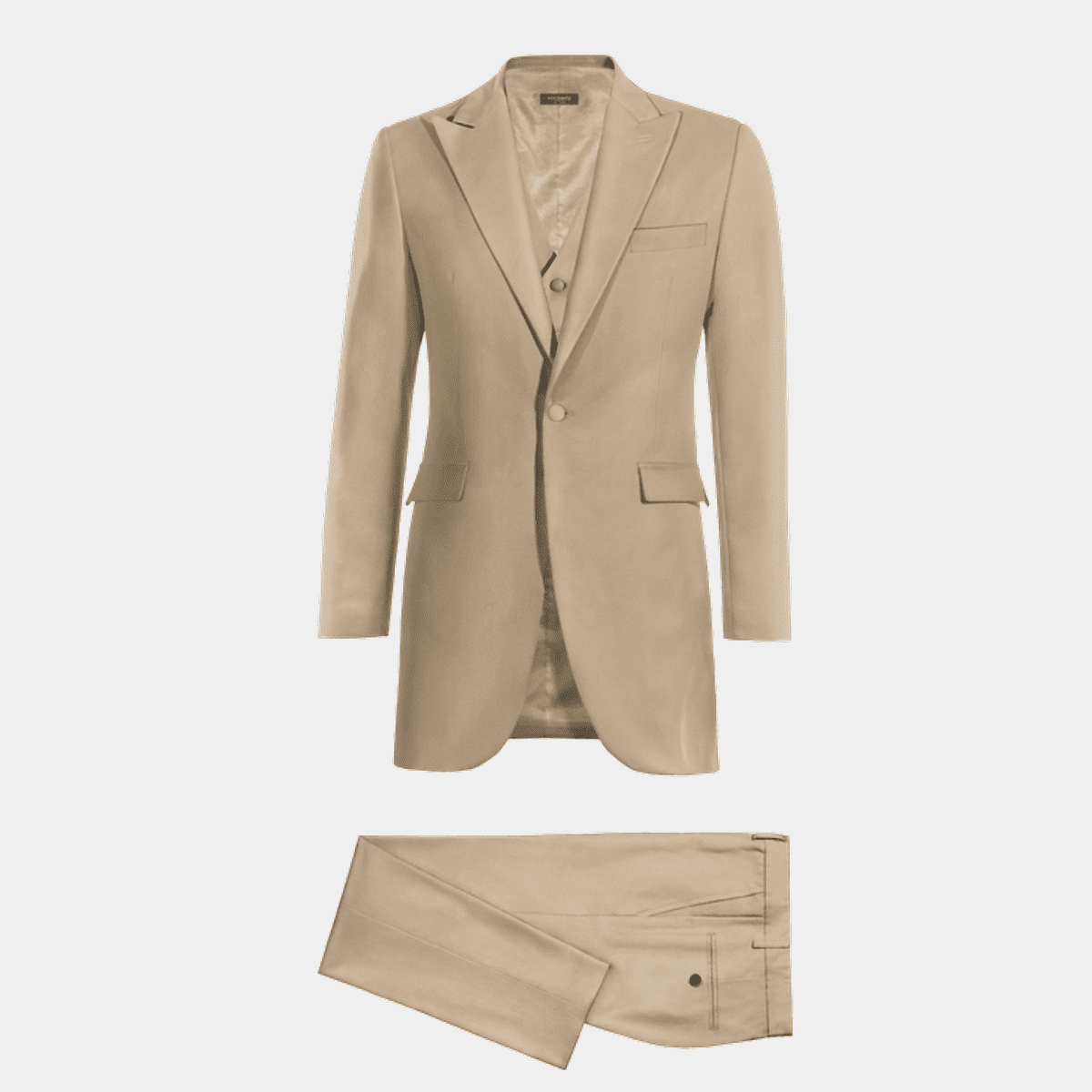 Beige Tailored Peaky lapel frock coat with beige vest | Hockerty