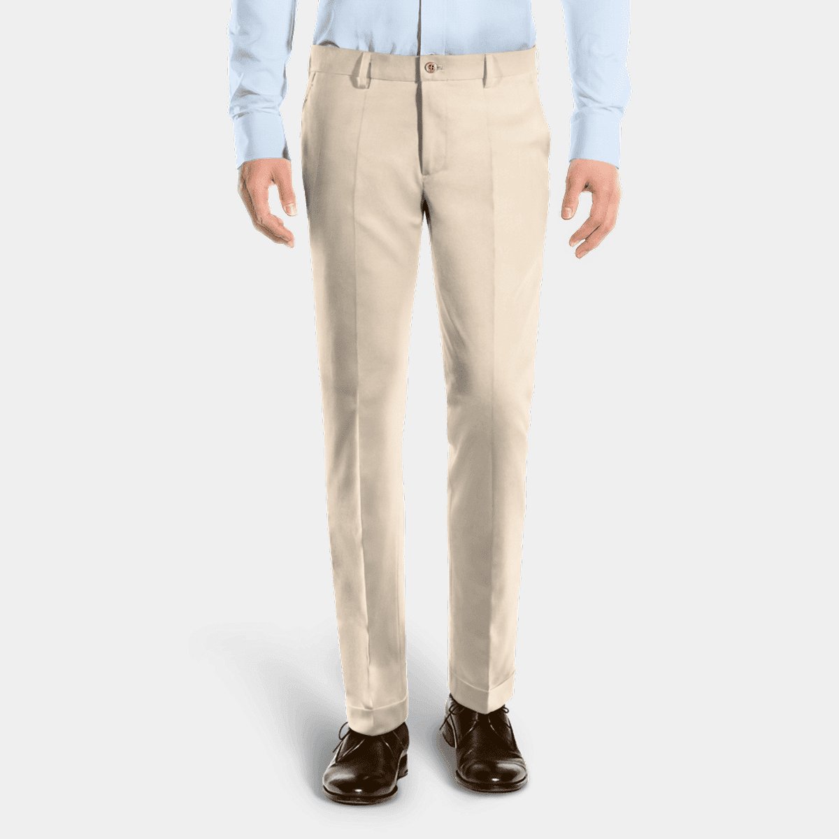 Stretch cream cuffed slim fit Trousers Stretch cream cuffed slim fit Trousers