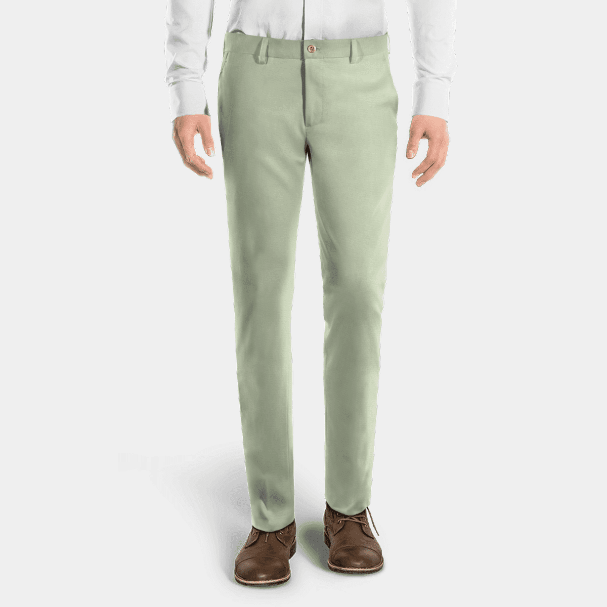 Slim Fit Green Cotton flatfront Chinos
