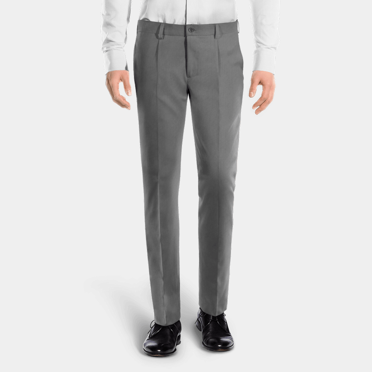 Light Gray Wool Blends pleated Trousers for men