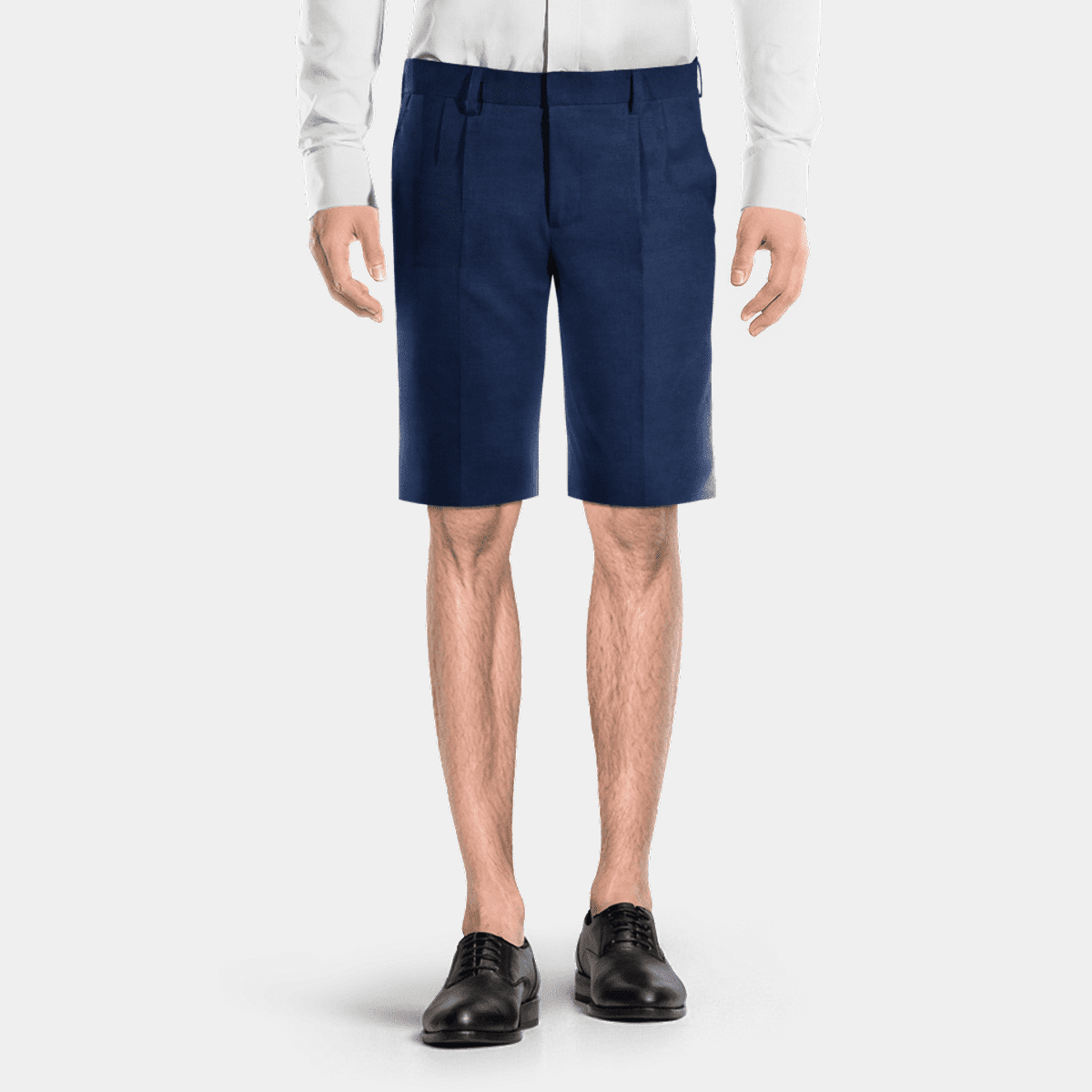 Bermuda à pince en coton bleu franc