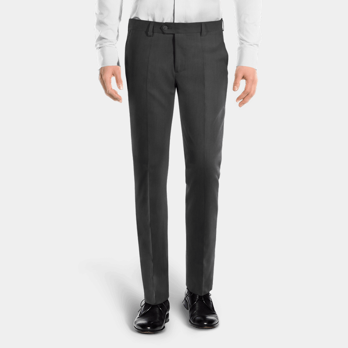 Slim Fit Dark Grey Wool Blends flat-front Dress Pants