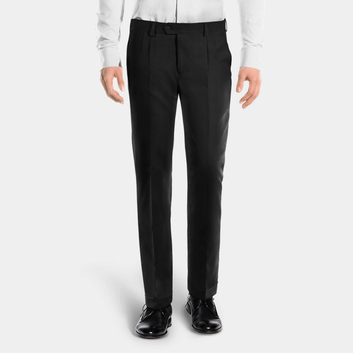 Black Wool Blends pleated Trousers for men