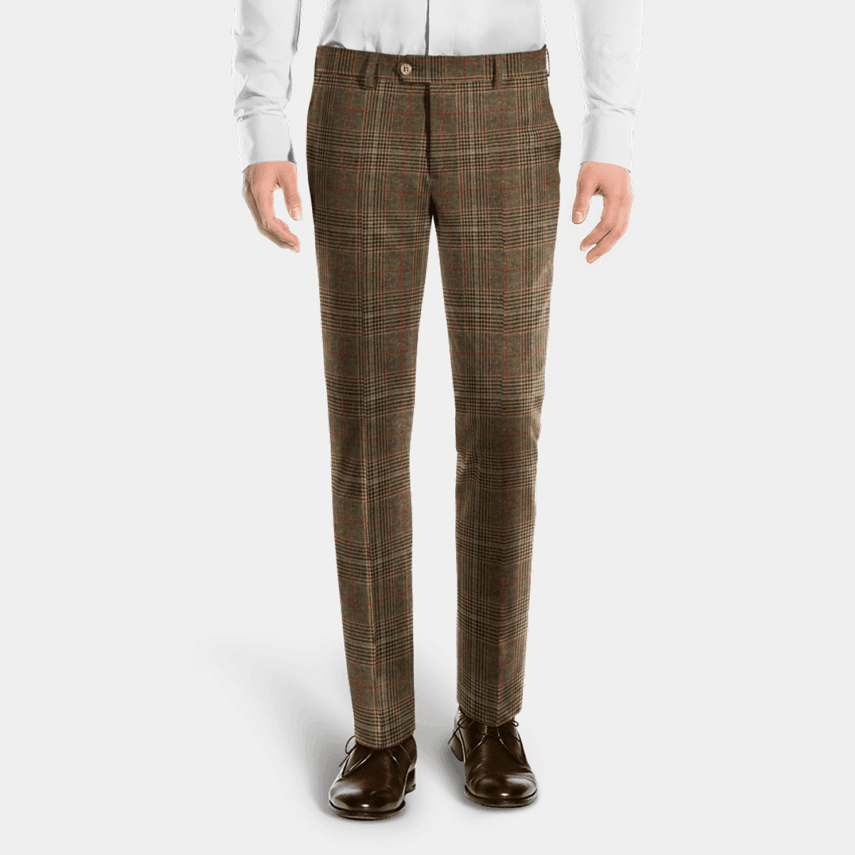 Brown Checkered Tweed flat-front 