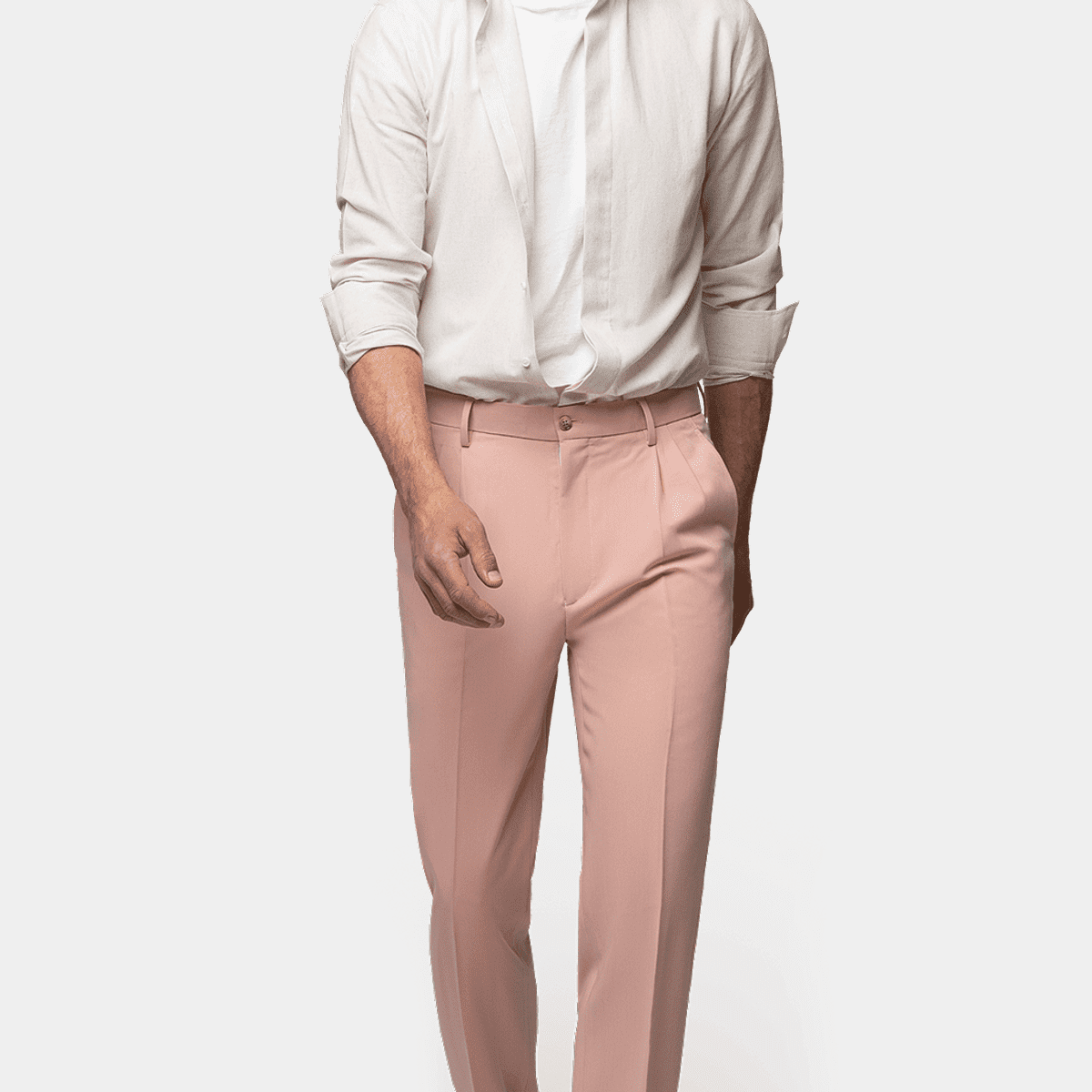 Stretch pink double pleat essential Trousers