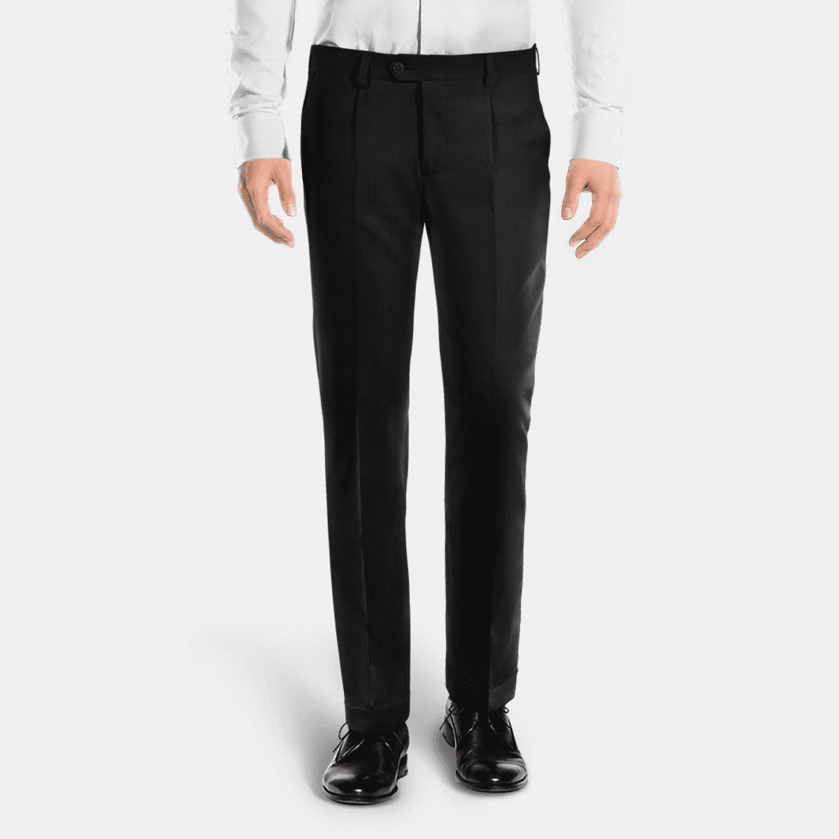 Black Wool Blends pleated Dress Pants 