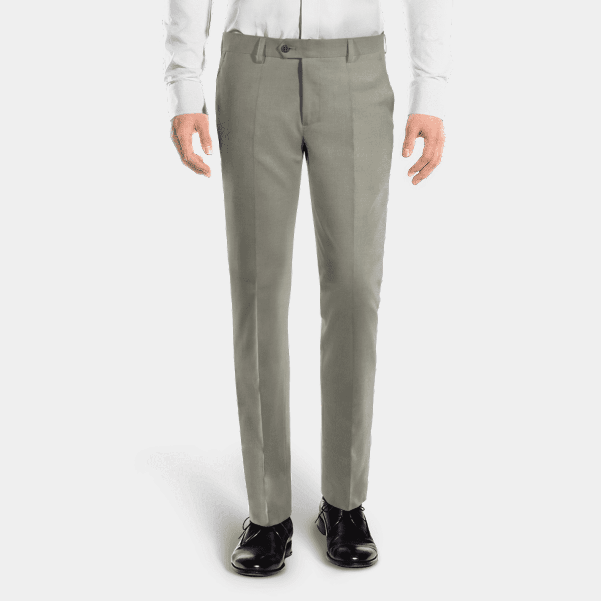 Light Grey Polyester-Rayon flat-front Trousers