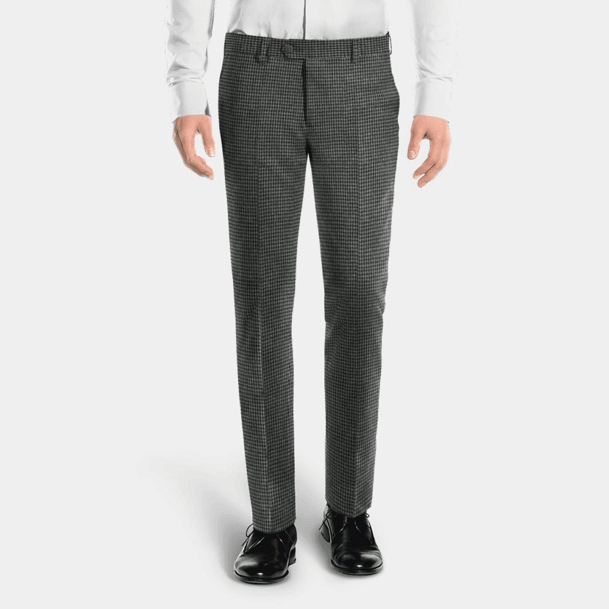 Dark grey tweed houndstooth slim fit Trousers