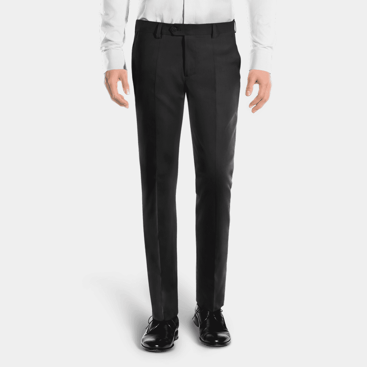 Premium Slim Fit Charcoal Grey Pure wool flat-front Dress Pants