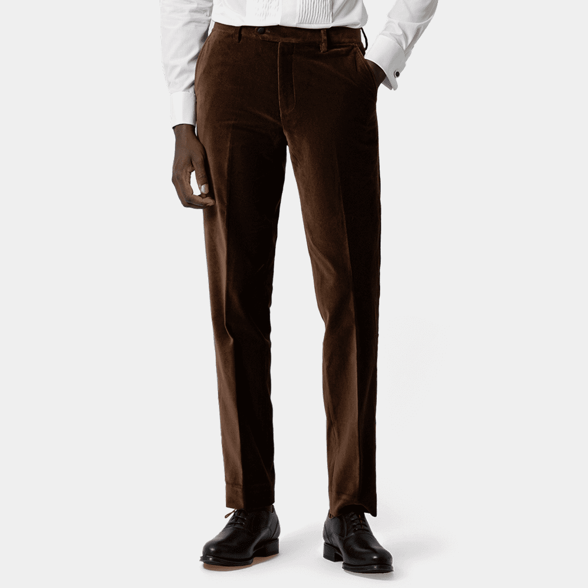 Chocolate brown velvet essential Trousers