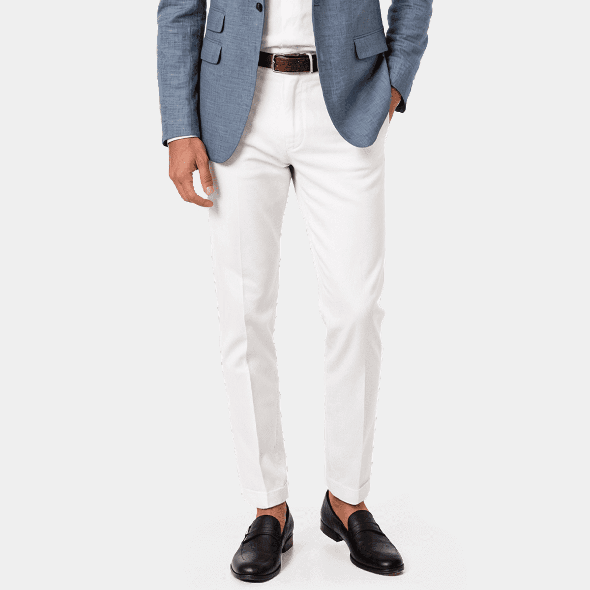 All White linen cuffed essential Trousers at Hockerty All White linen cuffed essential Trousers at Hockerty