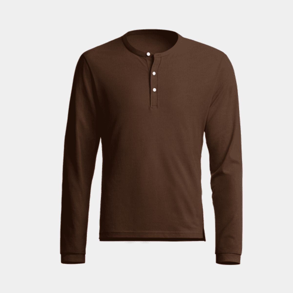 Chocolate brown pique long sleeve henley at Hockerty