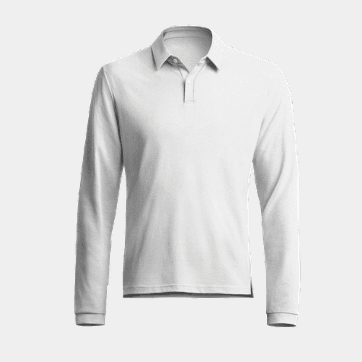White pique long sleeved polo shirt