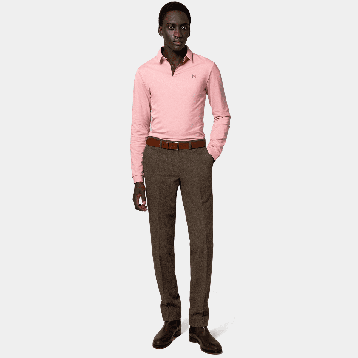 Inverted Notch Collar Pique Shirt in Passion Pink