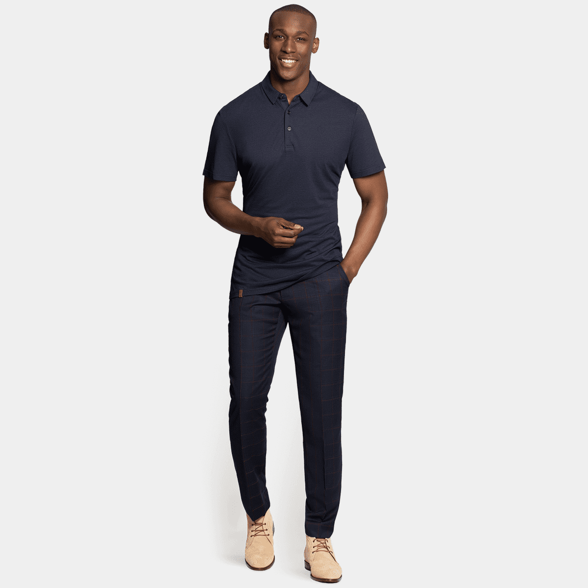 Blue pants clearance black polo