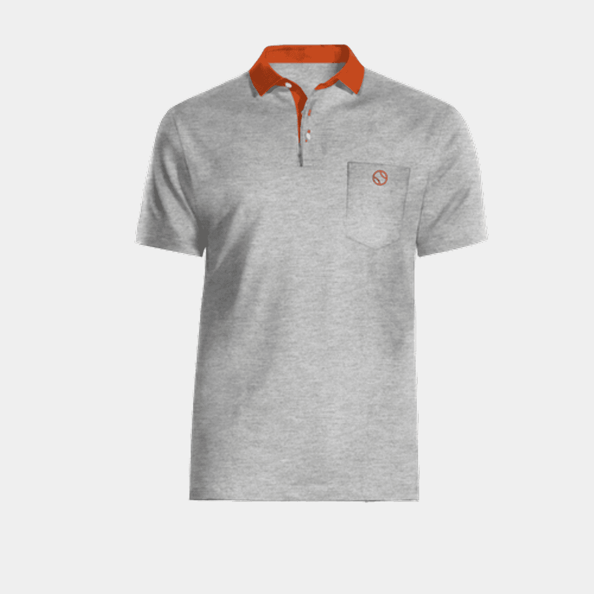 Light gray pique polo shirt with custom collar & chest pocket