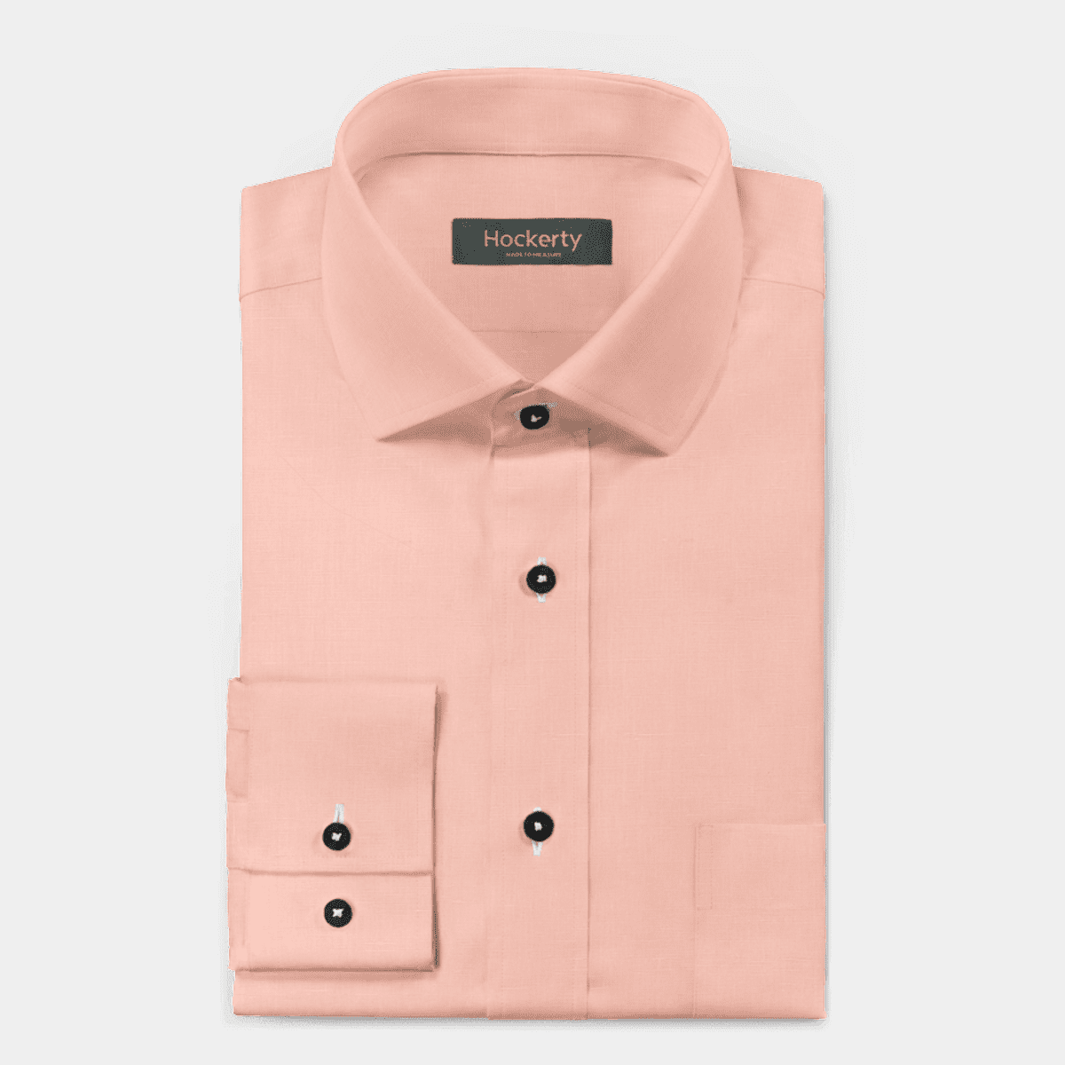 Pink linen-cotton custom stretch Shirt with chest pocket