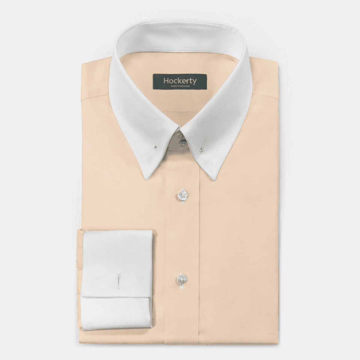 Chemise en beige col 2 boutons avec col contrast