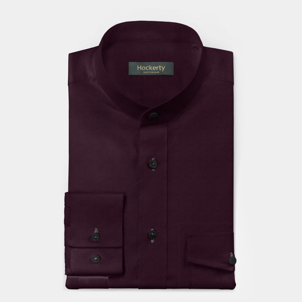 Burgundy mandarin collar Shirt with chest pockets