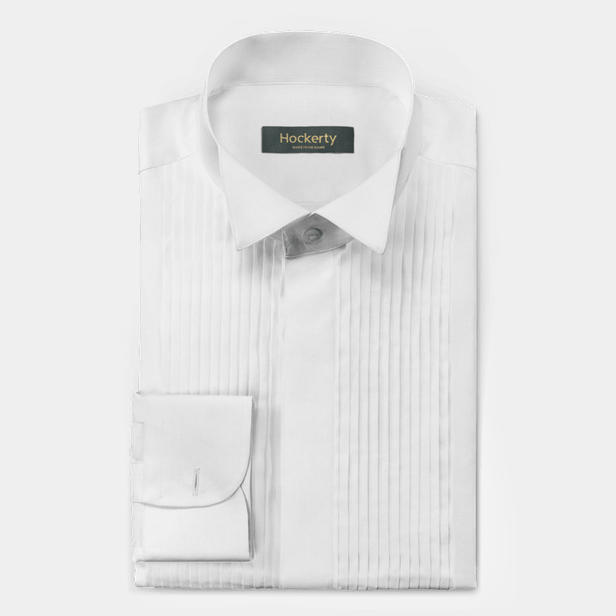 White french cuff poplin cotton wing collar Pleated Tuxedo Shirt with ...