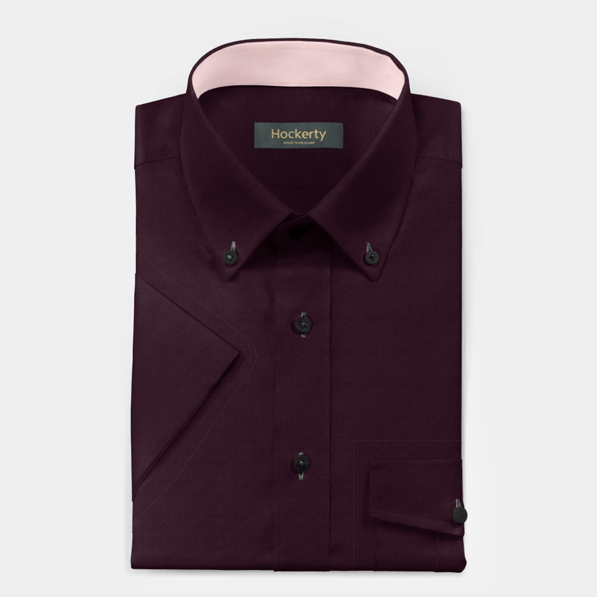 Burgundy short sleeved Cotton blend button down Dress Shirt with