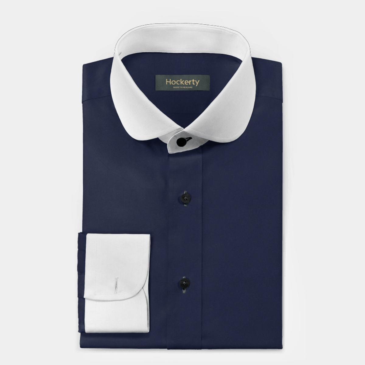 Navy Blue french cuff oxford rounded ...