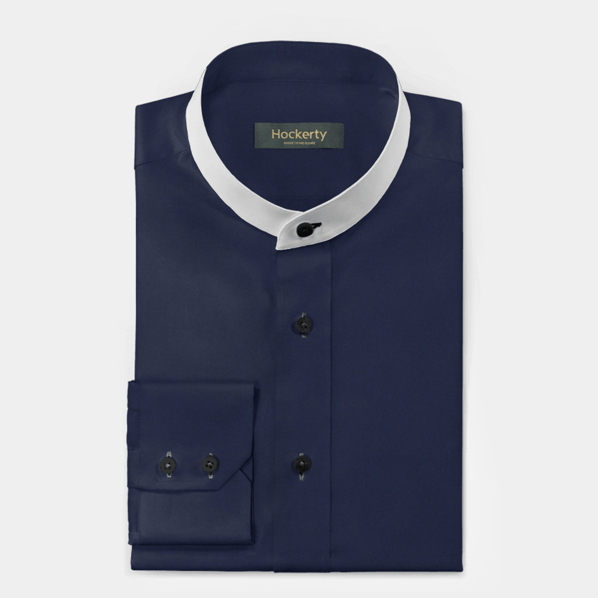 Navy Blue oxford grandad collar Shirt 