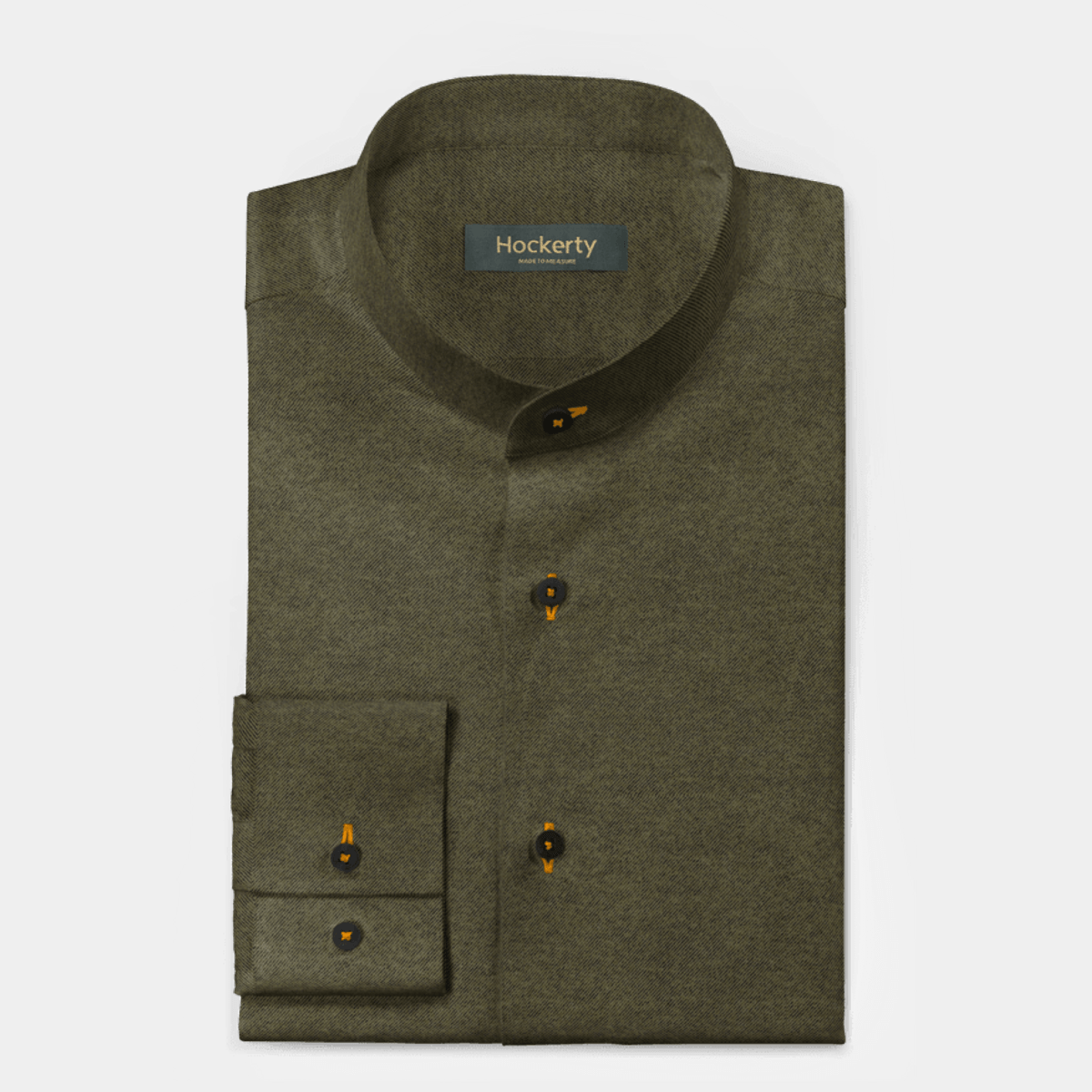 Camisa Verde Militar de franela cuello mao 49€ | Hockerty Camisas cuello Mao Hombre Hockerty