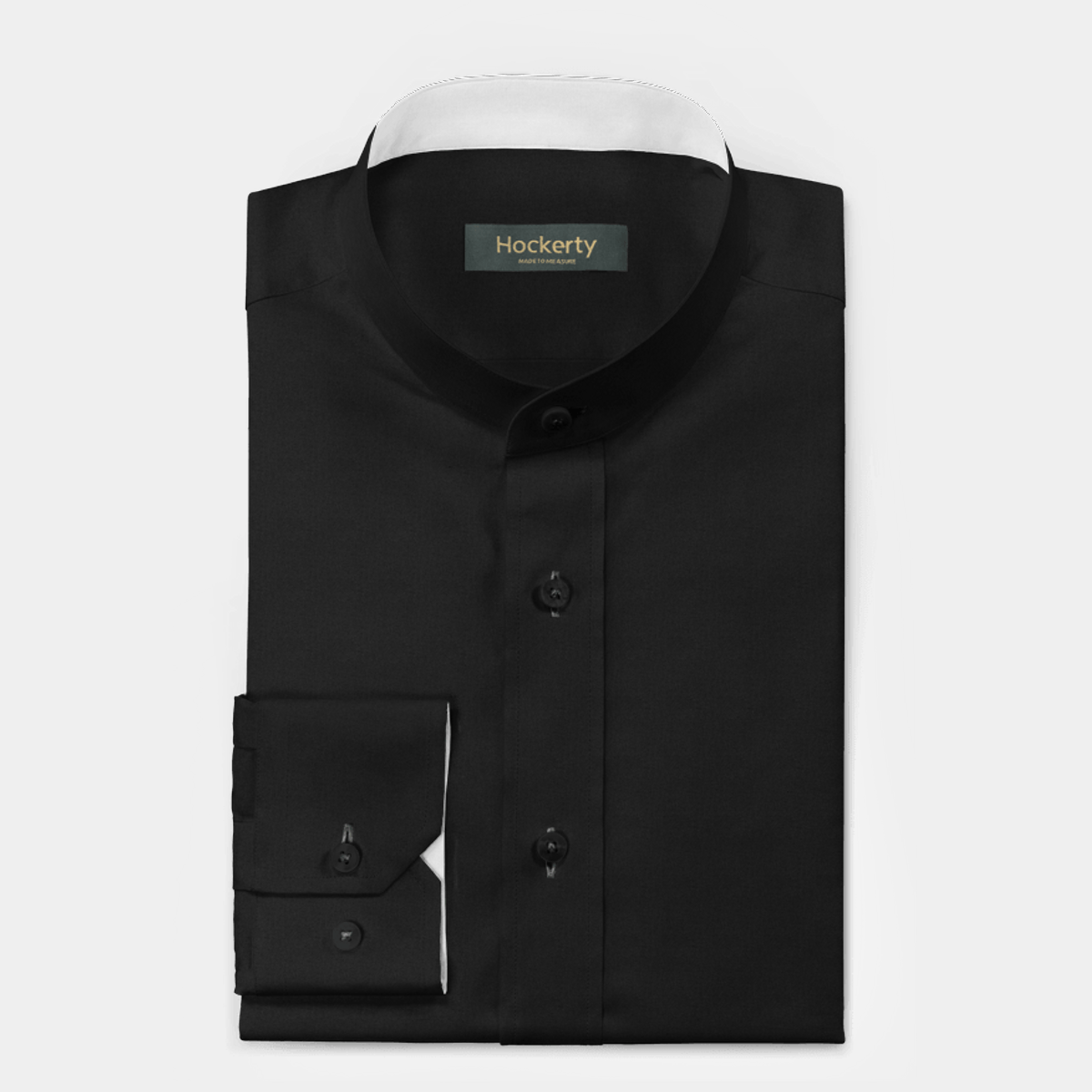 Black 100% cotton collarless Shirt with contrast collar