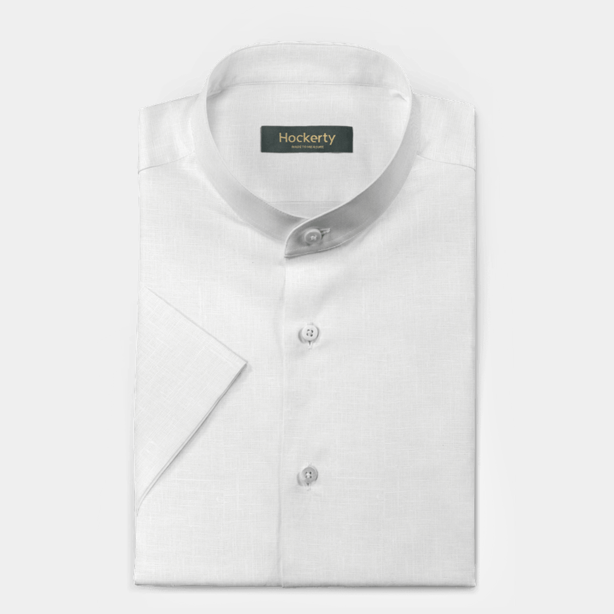 Mandarin Collar Linen Shirt White