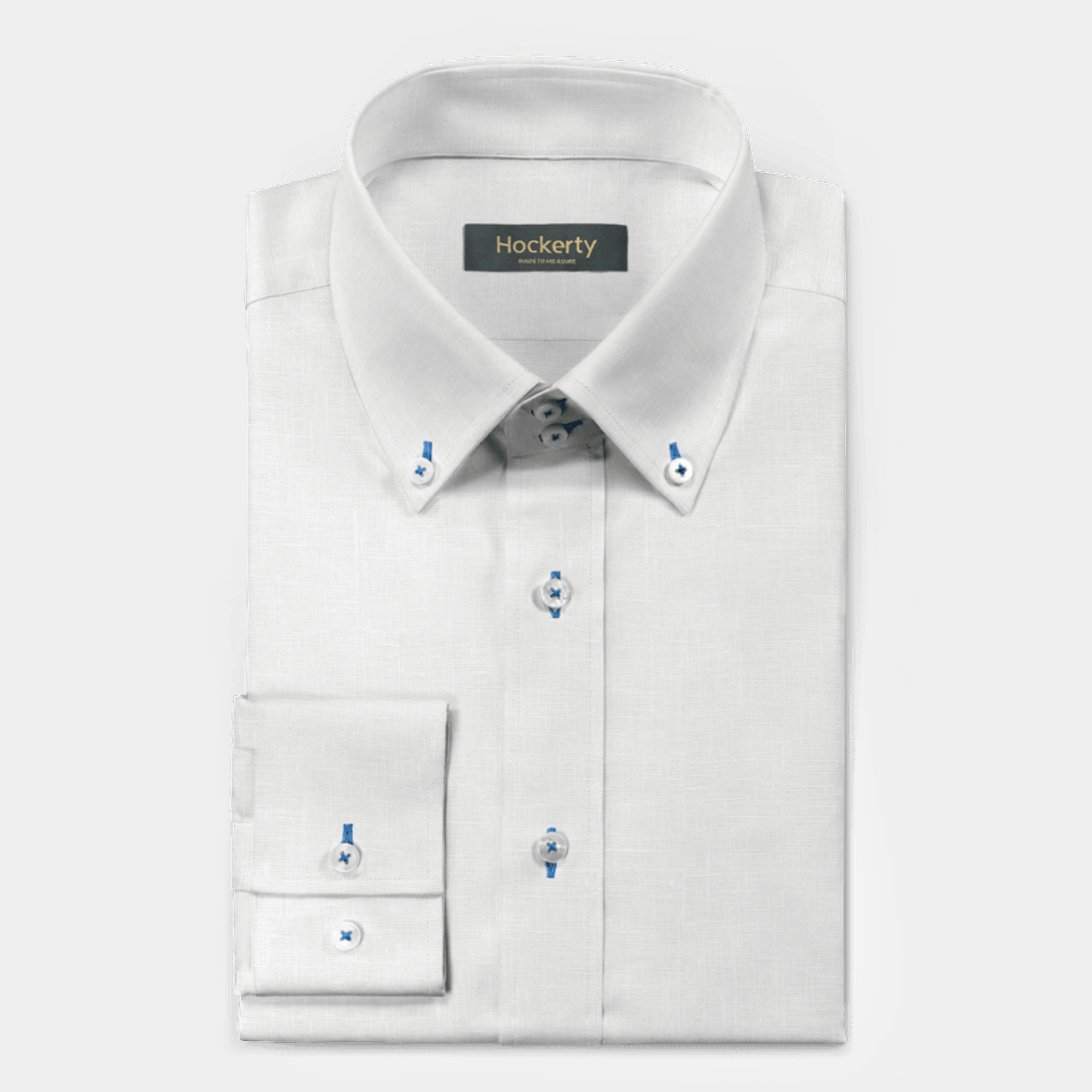 White linen-cotton 2 buttons collar Shirt