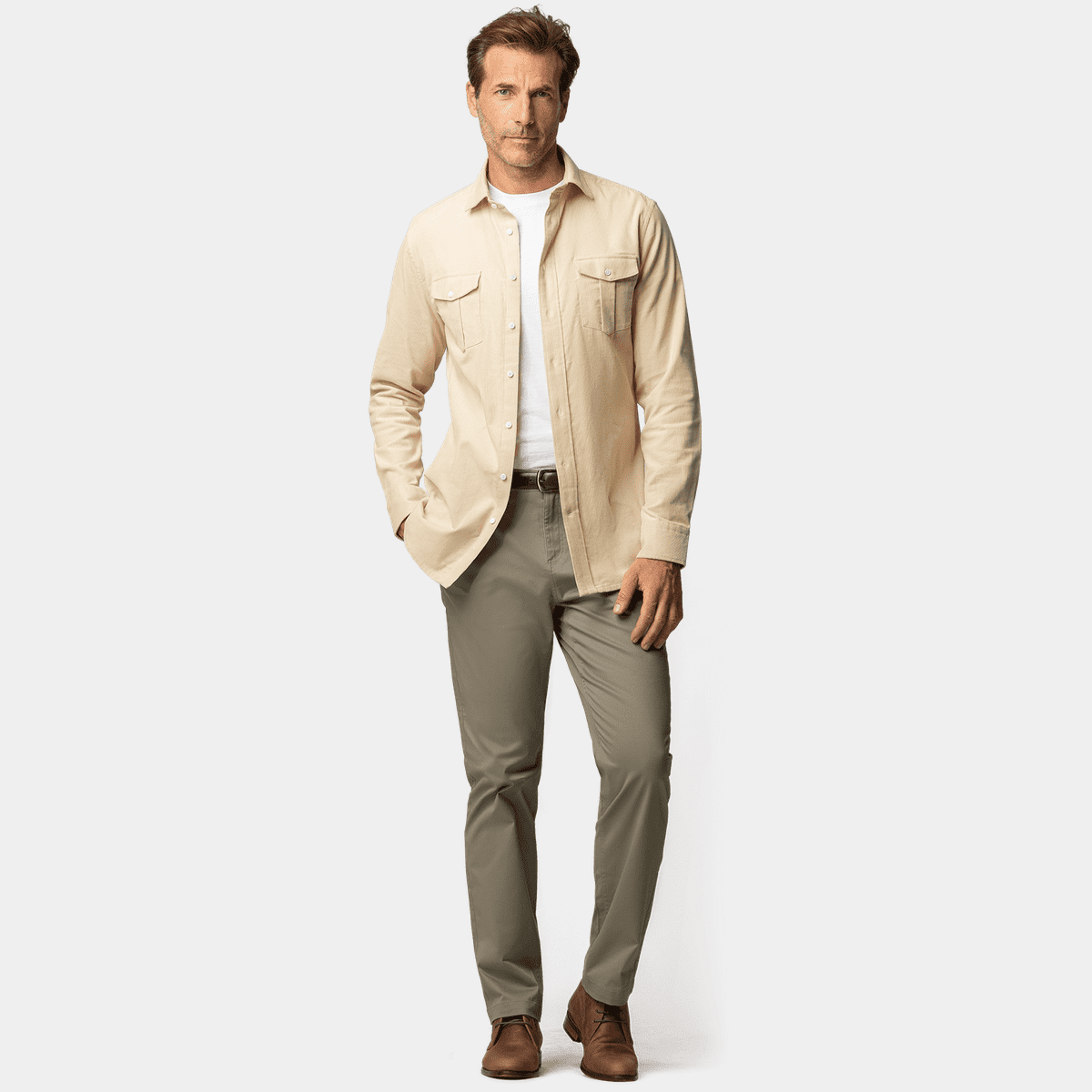 Cream Corduroy Shirt with chest pockets