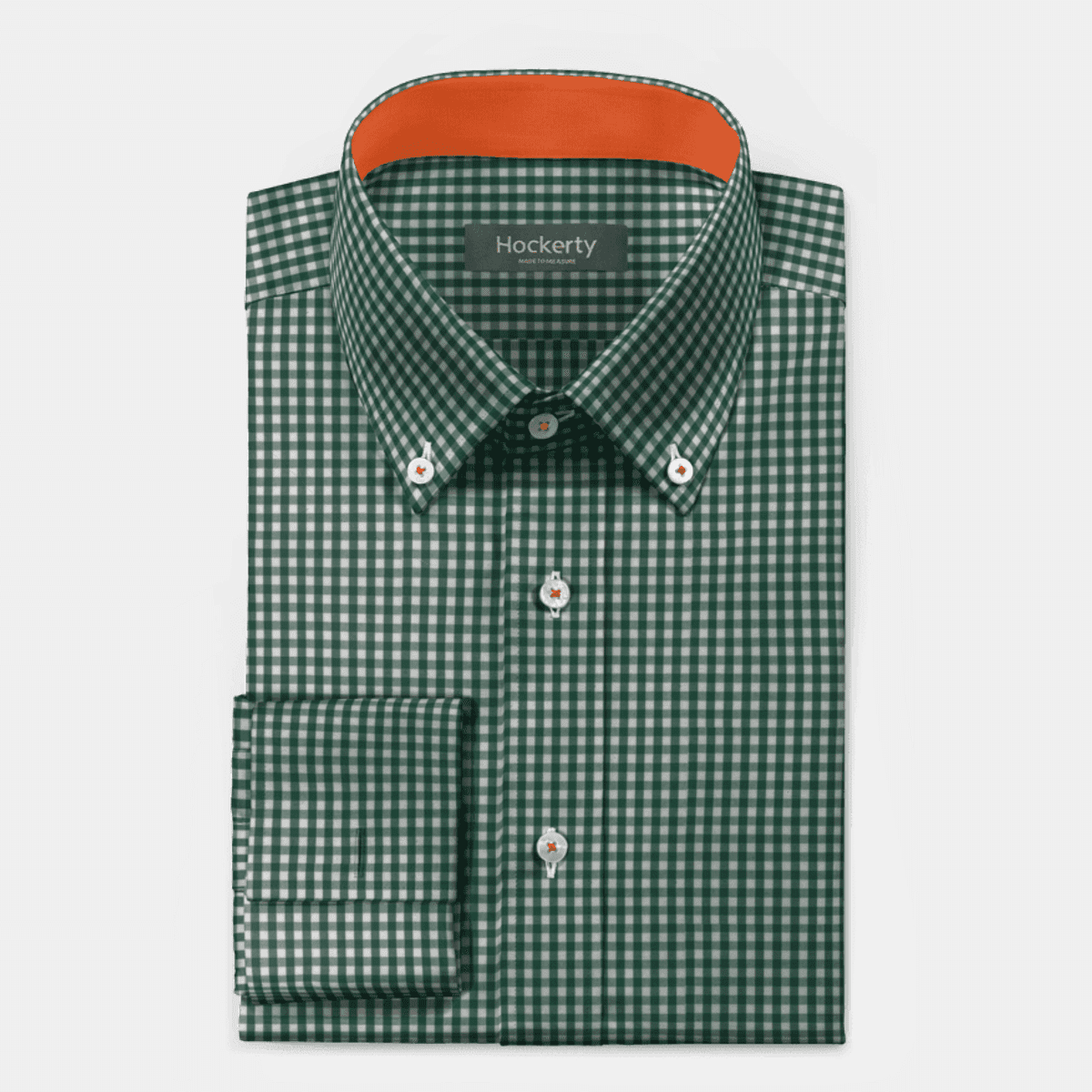 Green checked double cuff poplin button down Shirt with contrast