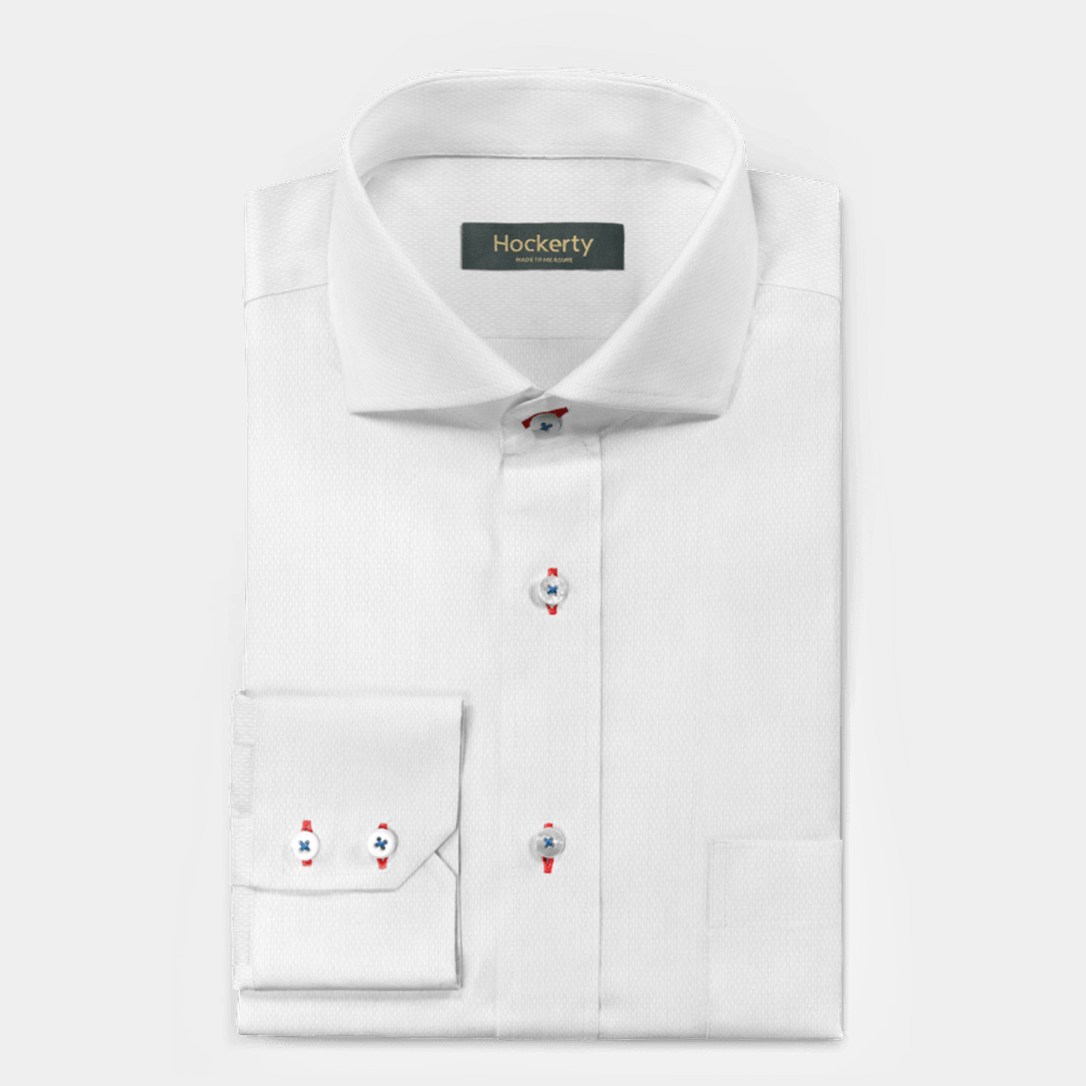 Wrinkle-free white dobby Shirt with pocket