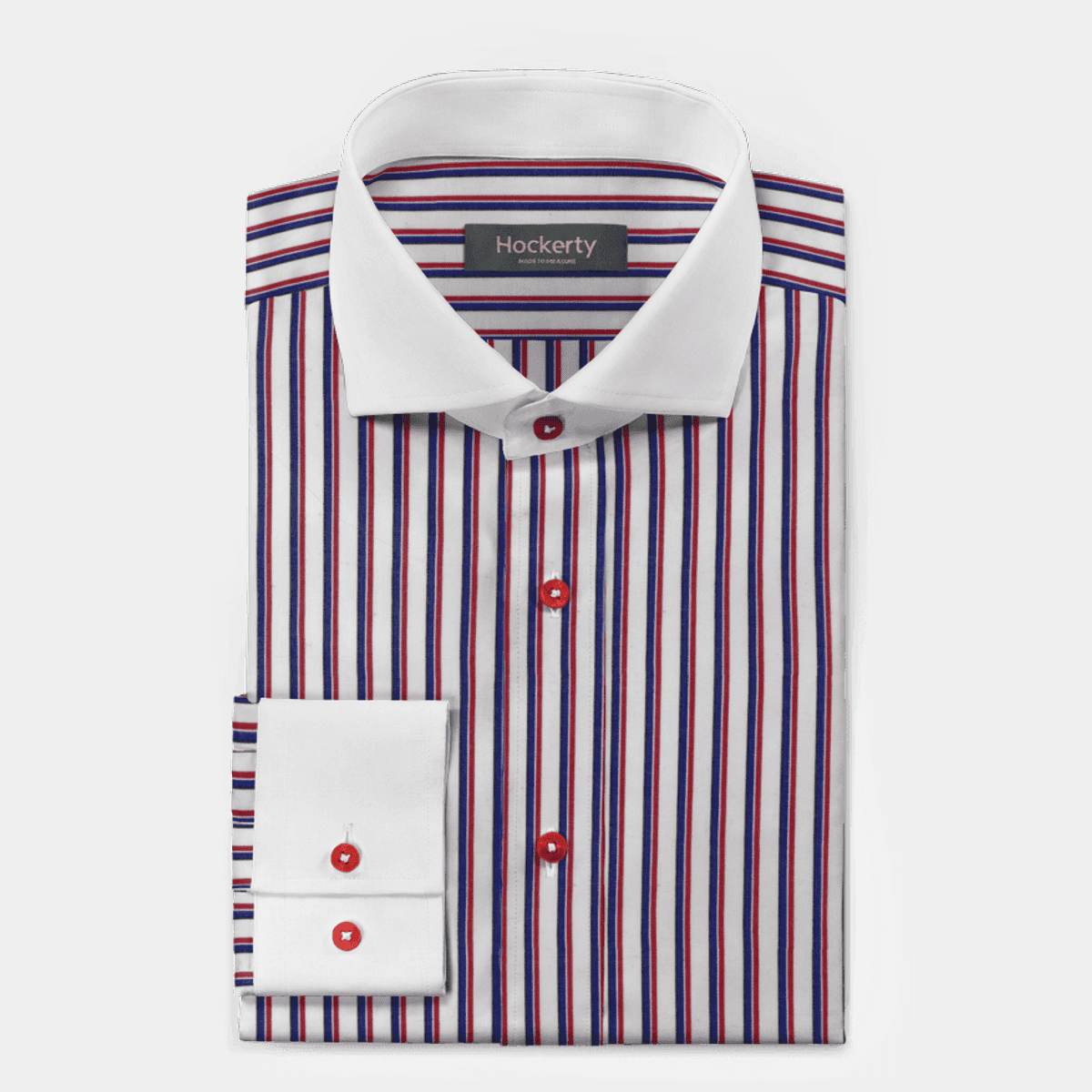 Mens Red Stripe Cutaway Collar Slim Fit Shirt