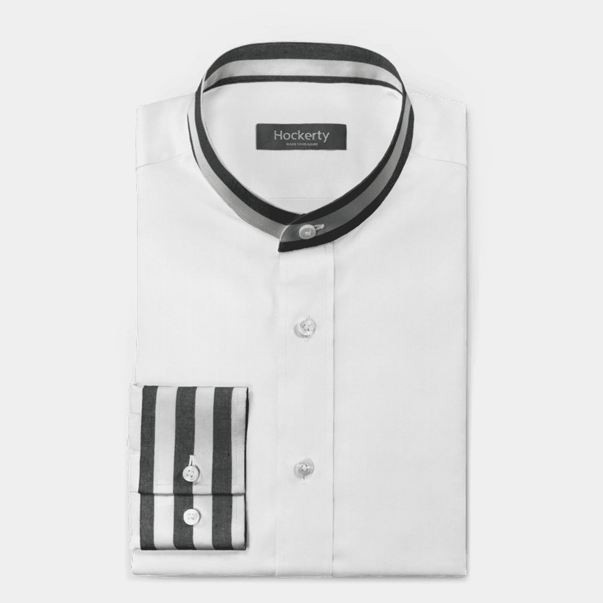 White poplin grandad collar Shirt with contrast collar