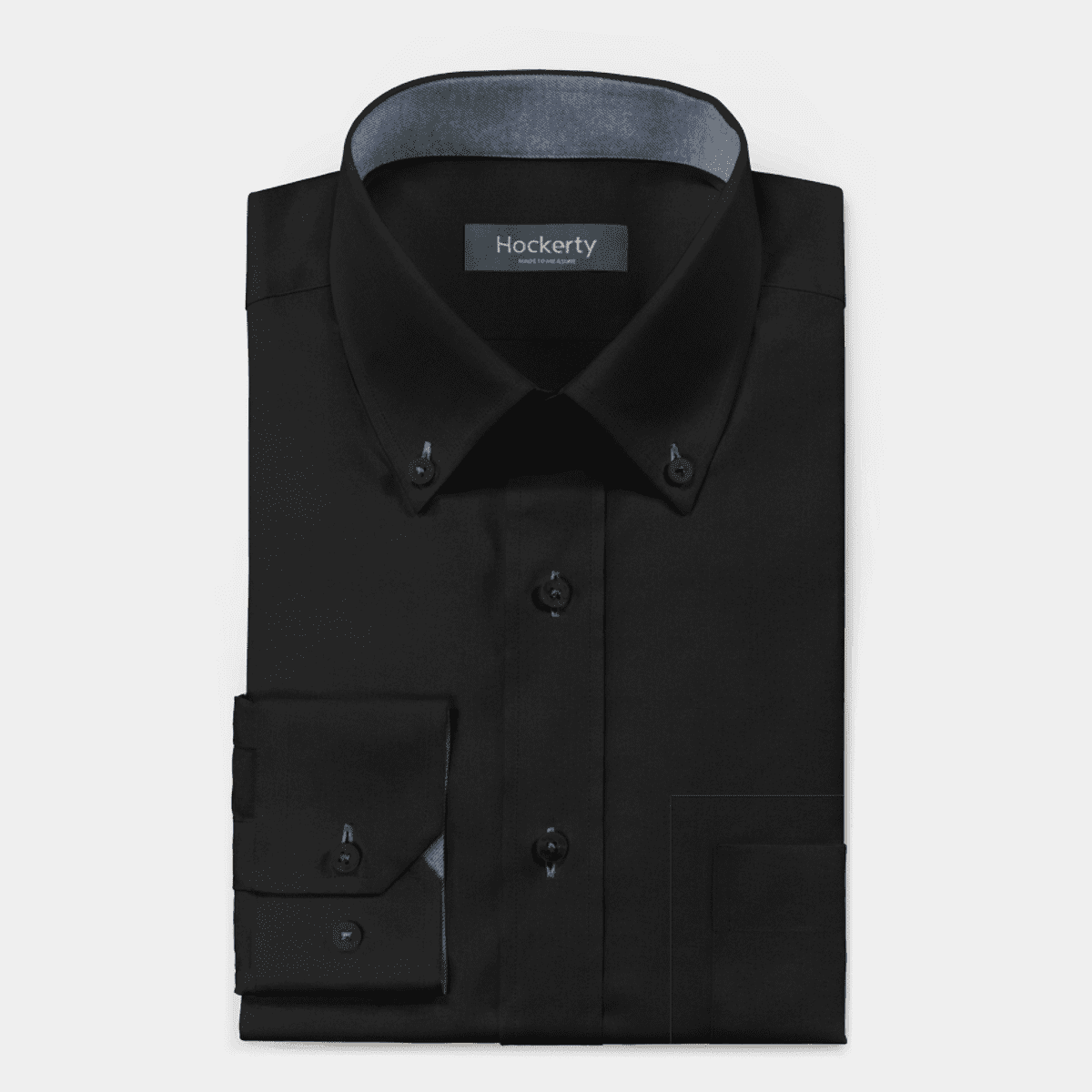 Offset Collar Cotton Shirt in Black