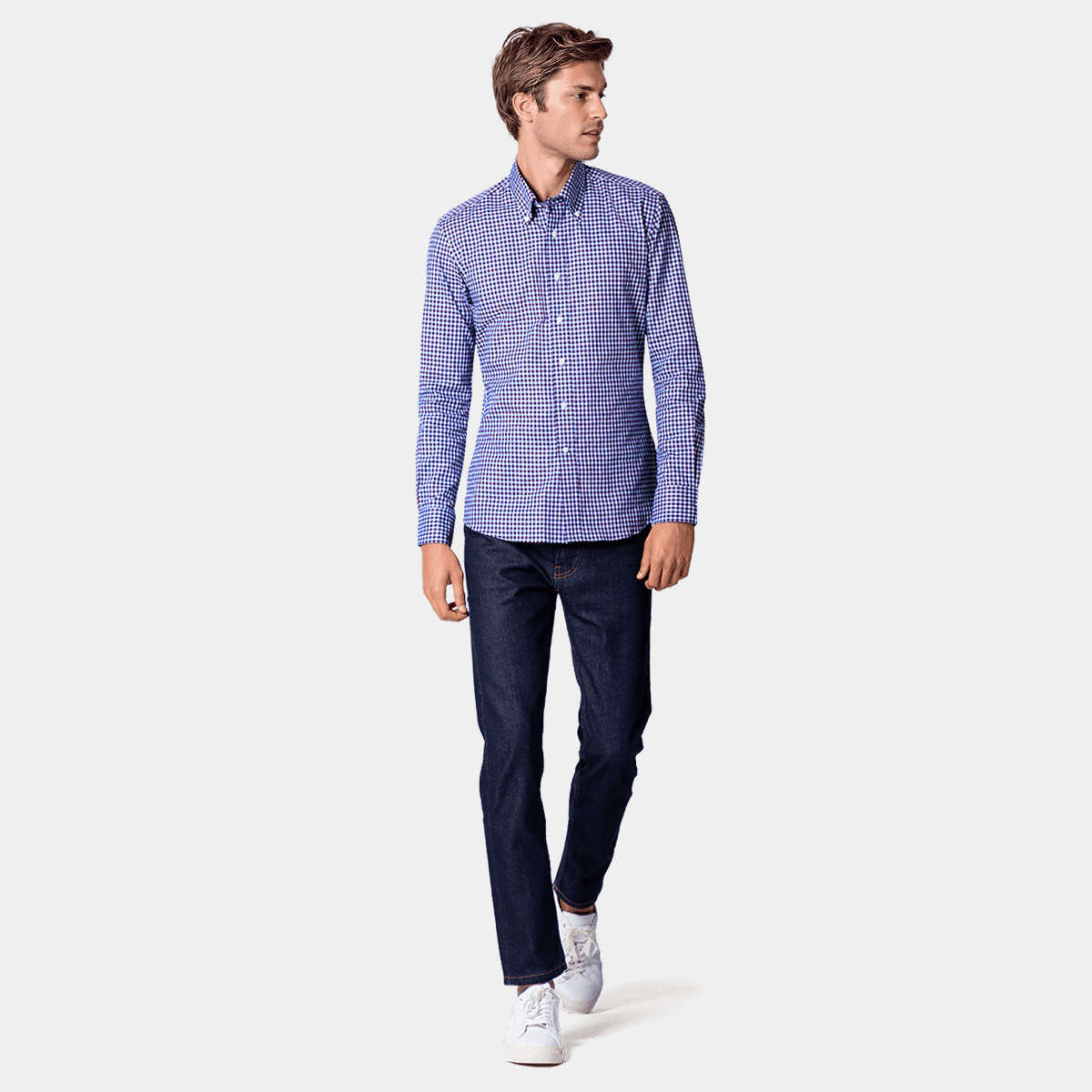 Gray Blue Gingham Button Down Shirt main image 0